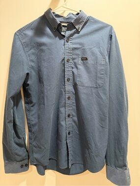 RVCA Men's Slate Blue Button-Down Shirt